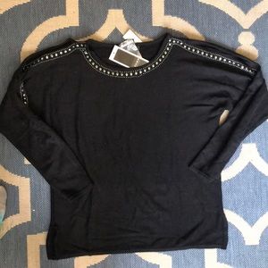 NWT Embellished cold shoulder sweater